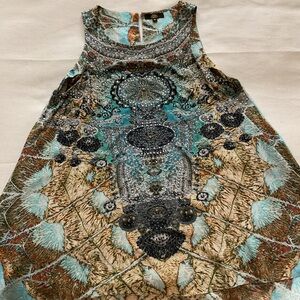 Czarina 100 Percent Silk Elegant Multicolor Women's Long Tunic With Crystals